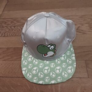 super Mario Yoshi chrome silver snapback hat with green egg design